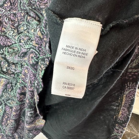 Lucky Brand Short Sleeve top Paisley Print‎ Dark Gray size 2X - Picture 5 of 7